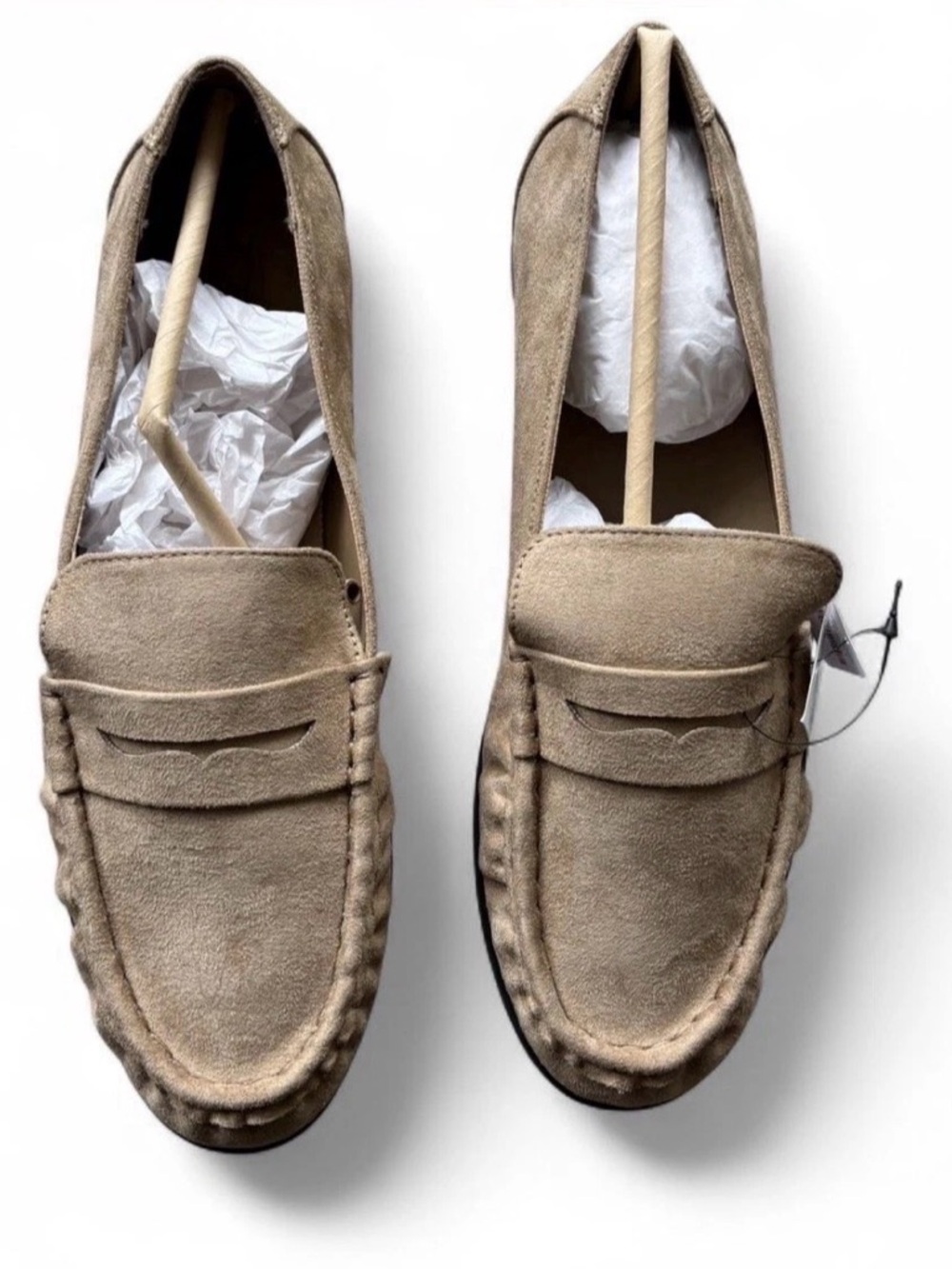 Banana Republic Taupe Vegan Leather Gathered Loafer Women's Size 8.5 new - Picture 9 of 9